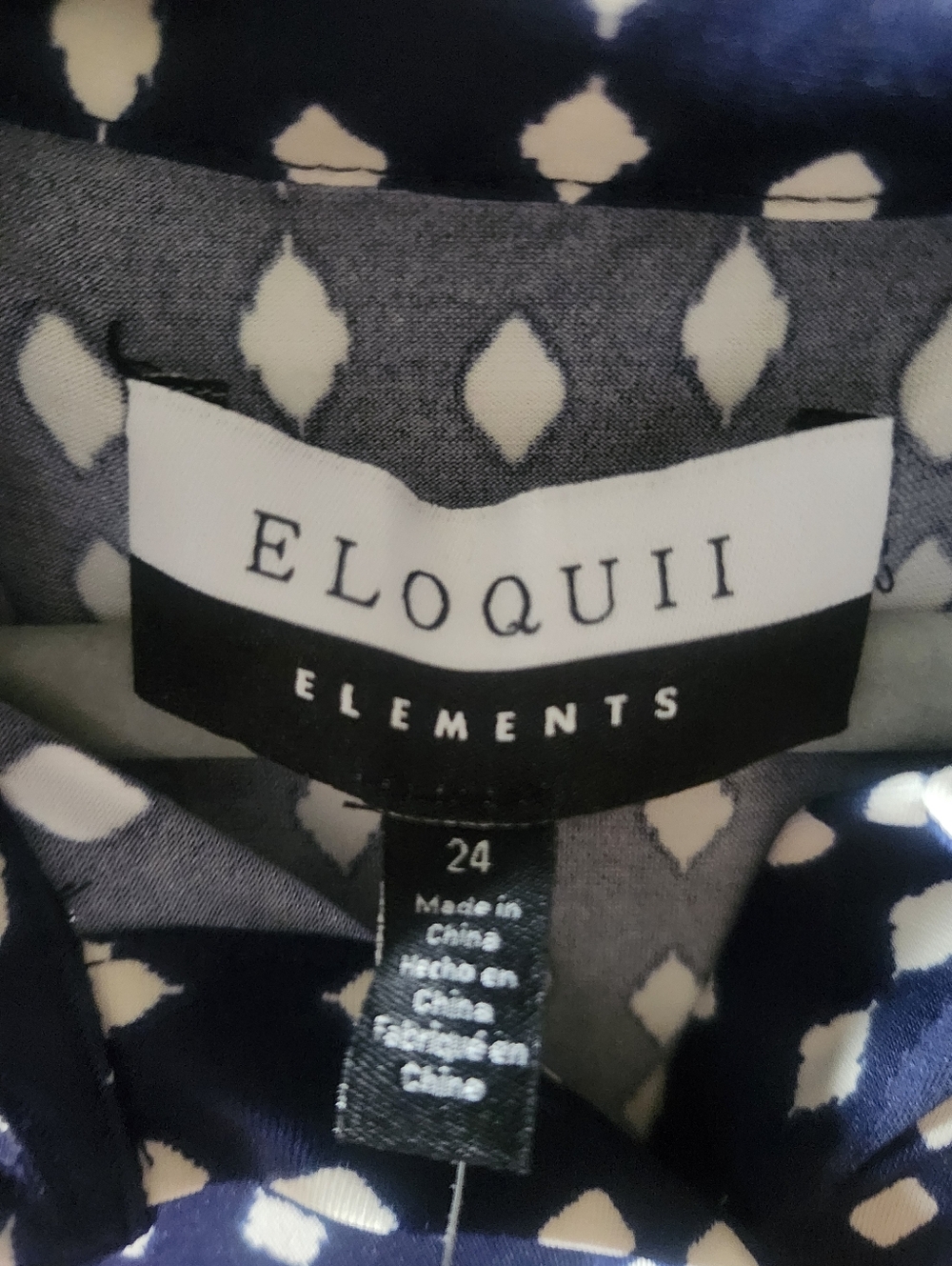 ELOQUII Elements Size 24 Contemporary Navy Geometric Shirt Dress Plus Size Chic - Picture 6 of 6